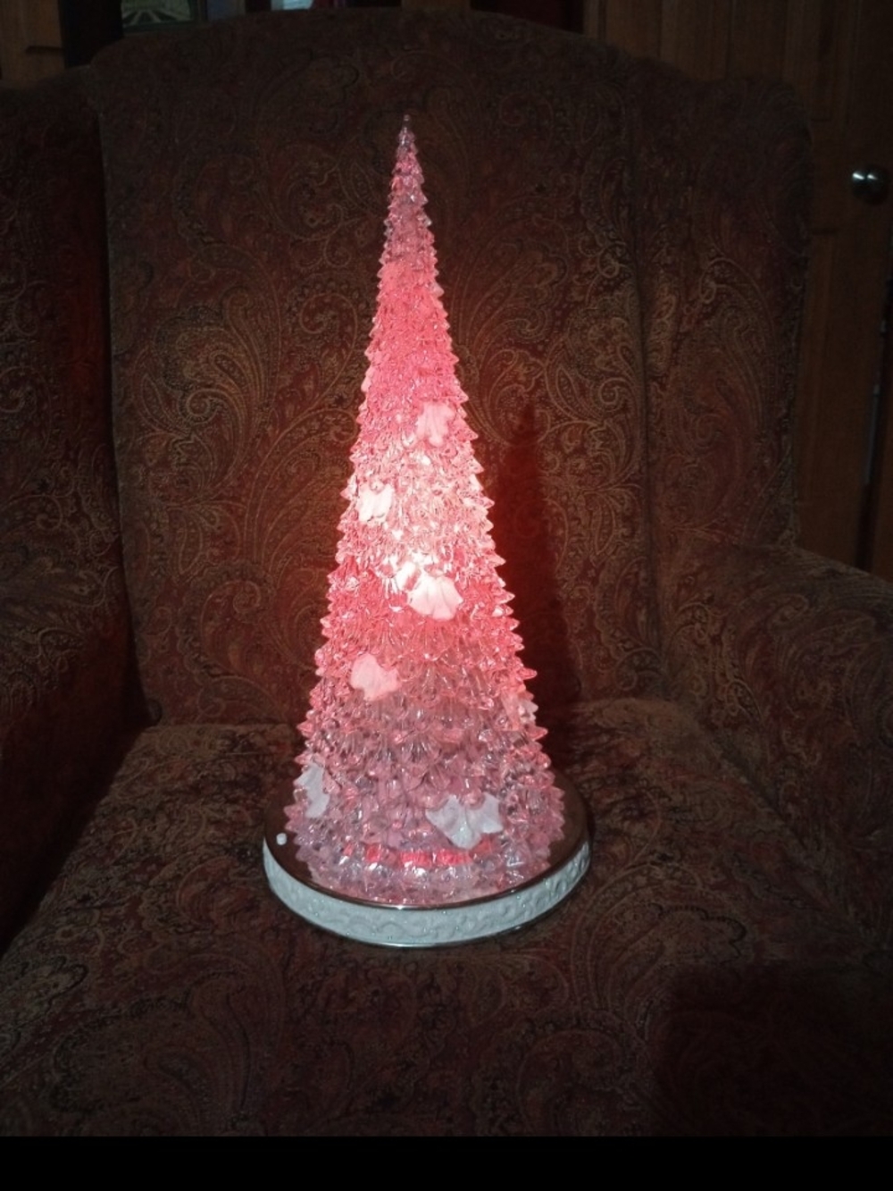 Pink Light-Up Decorative Cone Tree - Home Art